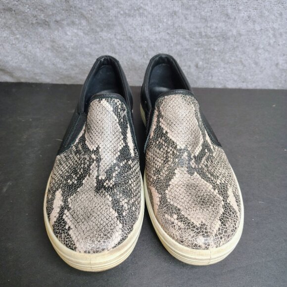 ECCO Soft 7 Leather Snakeskin Black Slip On Sneakers Shoes Size 39 (8-8.5) - Picture 2 of 10